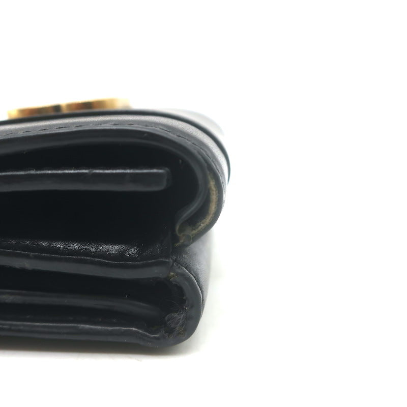 Balenciaga Hourglass Mini Trifold Wallet Black Leather