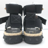 Valentino Rockstud Nylon Double Strap Espadrille Sandals Black Size 38 NEW