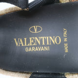 Valentino Rockstud Nylon Double Strap Espadrille Sandals Black Size 38 NEW