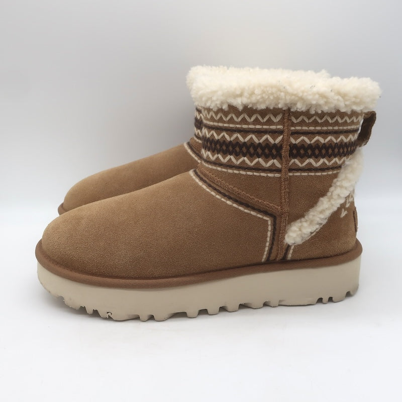 UGG Classic Mini Atherson Shearling Ankle Boots Chestnut Suede Size 9