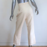 KHAITE Pintucked Cropped High Rise Trousers Ecru Size 8