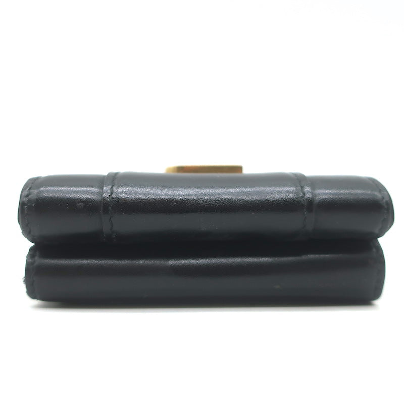 Balenciaga Hourglass Mini Trifold Wallet Black Leather