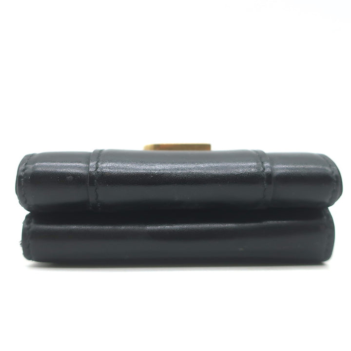 Balenciaga Hourglass Mini Trifold Wallet Black Leather