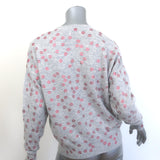 27 Miles Malibu Foil Lips Print Cashmere Sweater Light Gray Size Small