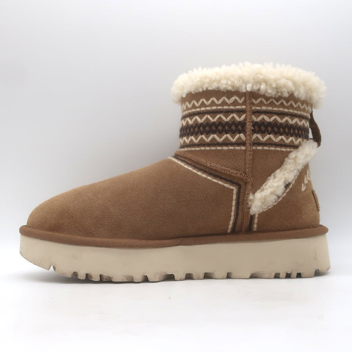 UGG Classic Mini Atherson Shearling Ankle Boots Chestnut Suede Size 9