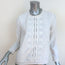 SEA Top White Lace-Trim Embroidered Cotton Size 2 Long Sleeve Blouse