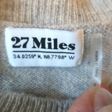 27 Miles Malibu Foil Lips Print Cashmere Sweater Light Gray Size Small