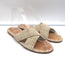 Jenni Kayne Raffia Crossover Sandals Beige Size 38 Flat Slides