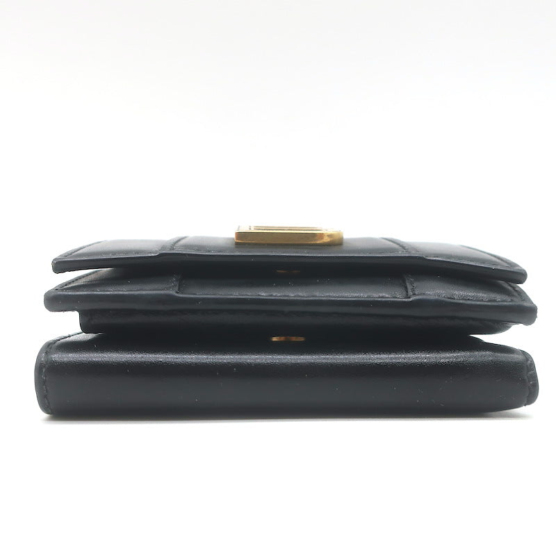 Balenciaga Hourglass Mini Trifold Wallet Black Leather