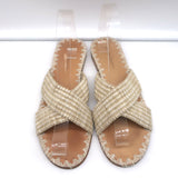 Jenni Kayne Raffia Crossover Sandals Beige Size 38 Flat Slides