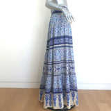 Johanna Ortiz Aromatic Song Maxi Skirt Blue/Ecru Blockprint Cotton Size 4 NEW