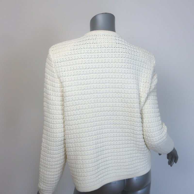 ba&amp;sh Gaspard Crochet Knit Cardigan Ecru Cotton-Blend Size 3