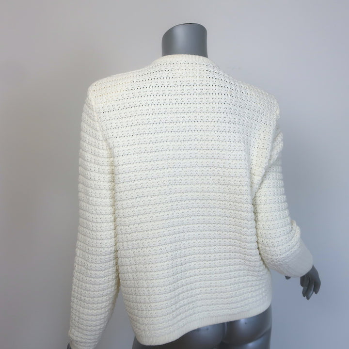 ba&amp;sh Gaspard Crochet Knit Cardigan Ecru Cotton-Blend Size 3