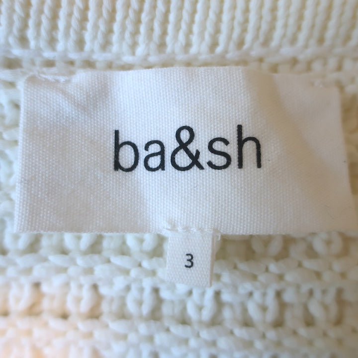 ba&amp;sh Gaspard Crochet Knit Cardigan Ecru Cotton-Blend Size 3