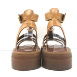 Celine Clea Triomphe Sandals Tan Crocodile-Stamped Leather Size US 8 NEW