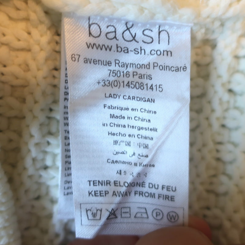 ba&amp;sh Gaspard Crochet Knit Cardigan Ecru Cotton-Blend Size 3
