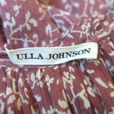 Ulla Johnson Anja Ruffled Tassel-Tie Midi Dress Clay Pink Printed Cotton Size 8