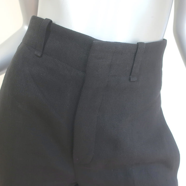 Chloe Linen Wide Leg High Rise Trousers Black Size 34