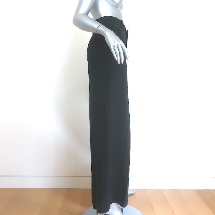 Chloe Linen Wide Leg High Rise Trousers Black Size 34
