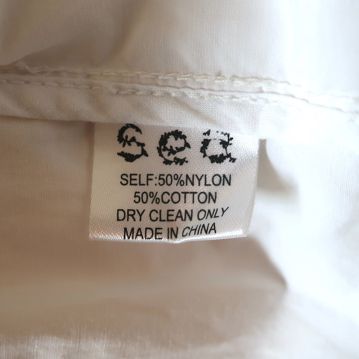 SEA Top White Lace-Trim Embroidered Cotton Size 2 Long Sleeve Blouse