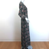 Natalie Martin Kate Maxi Wrap Dress Black Floral Print Size Small