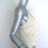 Nanushka Inna Chain Strap Tank Top Cream Stretch Knit Size Medium NEW
