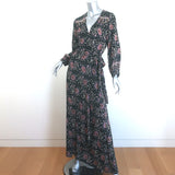 Natalie Martin Kate Maxi Wrap Dress Black Floral Print Size Small