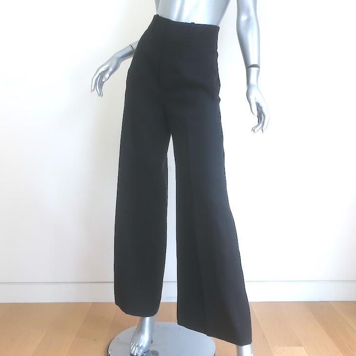 Chloe Linen Wide Leg High Rise Trousers Black Size 34