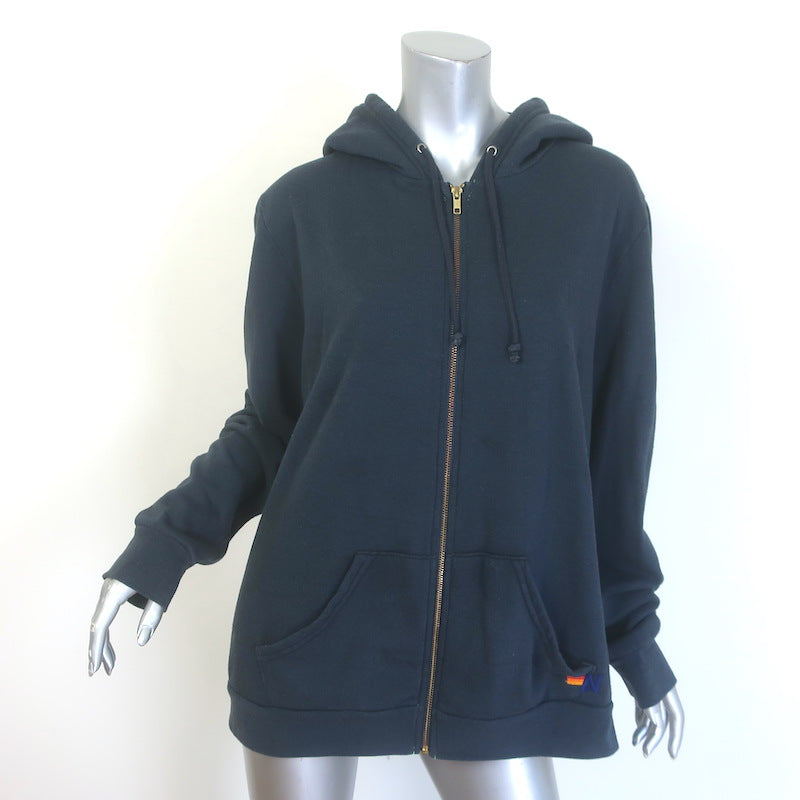 Aviator Nation Bolt Zip-Up Hoodie Sweatshirt Charcoal/Neon Pink Size Extra Large