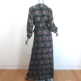 Natalie Martin Kate Maxi Wrap Dress Black Floral Print Size Small