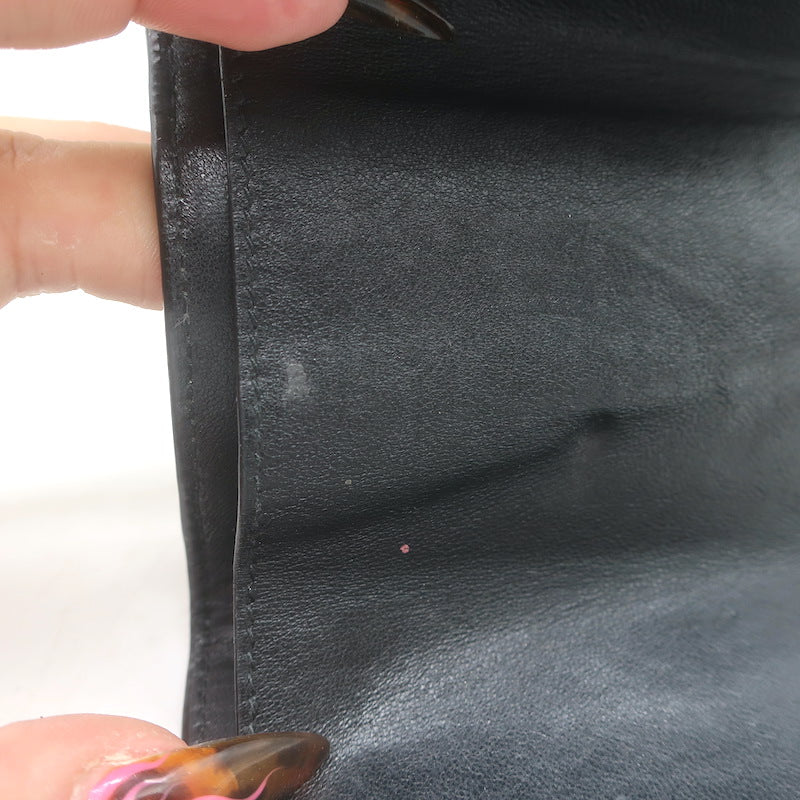 Balenciaga Hourglass Mini Trifold Wallet Black Leather