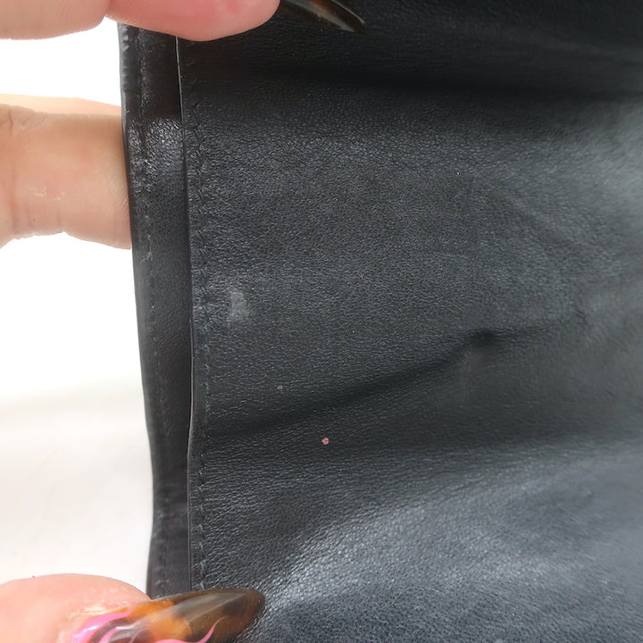 Balenciaga Hourglass Mini Trifold Wallet Black Leather