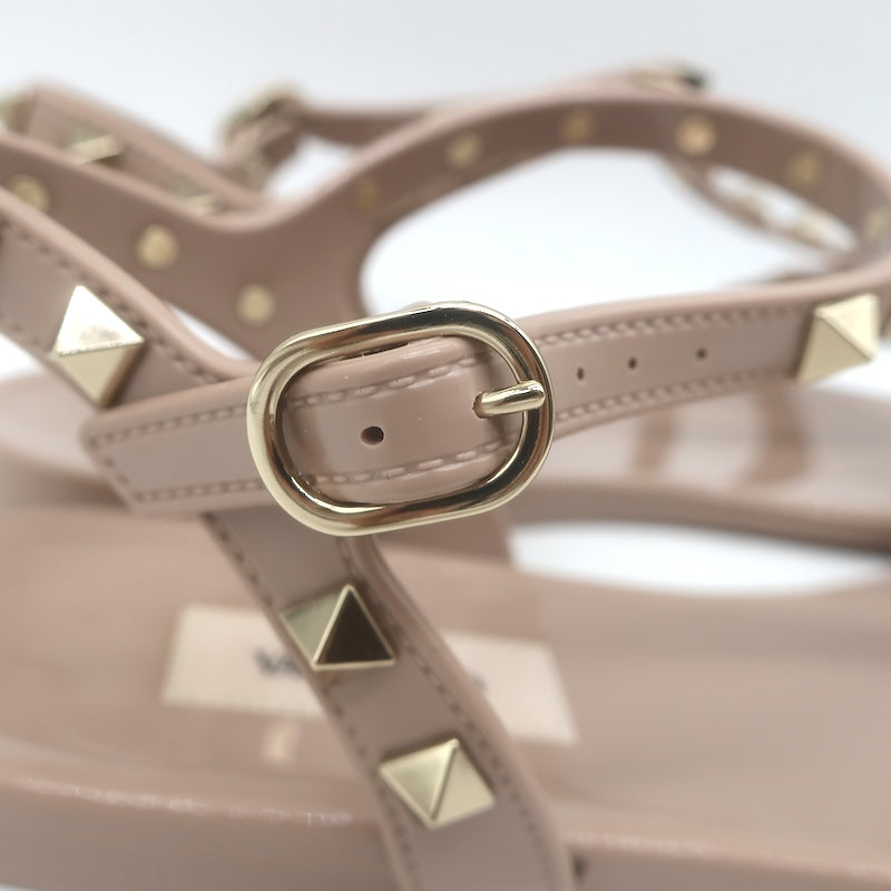 Valentino Rockstud Jelly Flat Gladiator Sandals Poudre Size 40