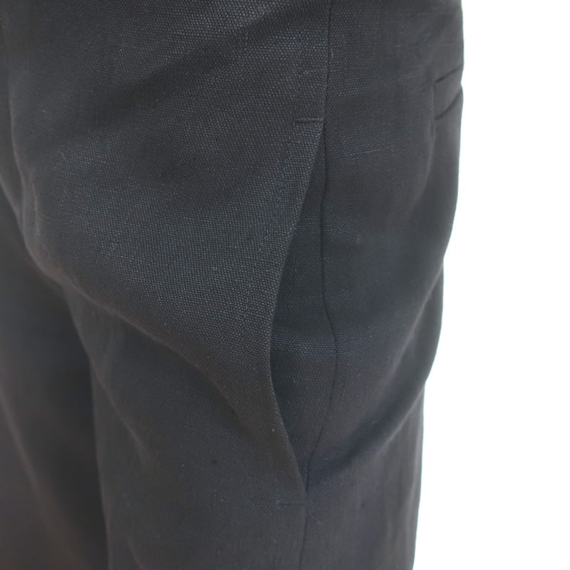 Chloe Linen Wide Leg High Rise Trousers Black Size 34
