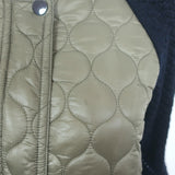 Veronica Beard Marjeti Quilted Bomber Jacket with Knit Sleeves Green Size Small