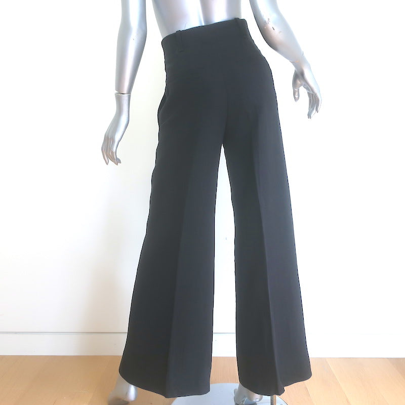 Chloe Linen Wide Leg High Rise Trousers Black Size 34
