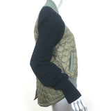Veronica Beard Marjeti Quilted Bomber Jacket with Knit Sleeves Green Size Small