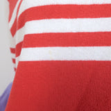 Kule Striped Crewneck Sweater Coral Red/Cream/Lavender Size Small