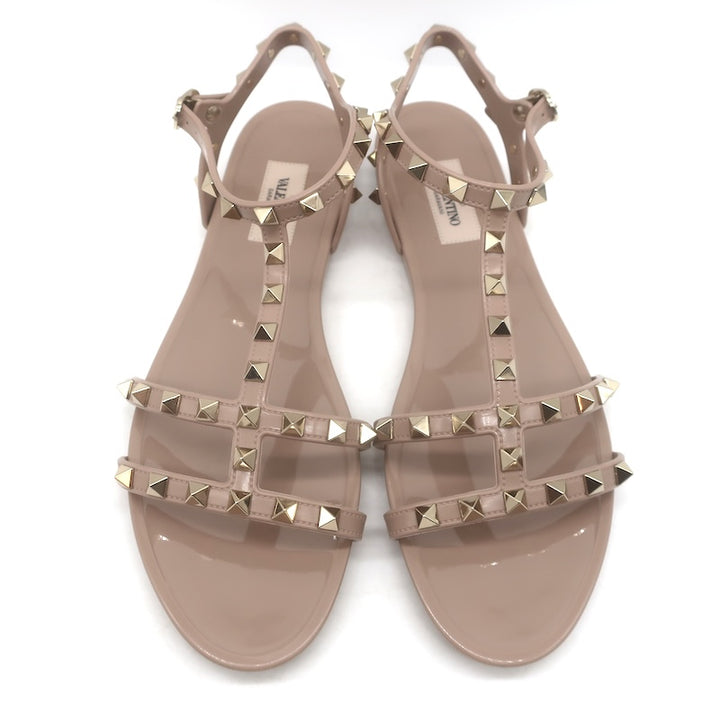 Valentino Rockstud Jelly Flat Gladiator Sandals Poudre Size 40