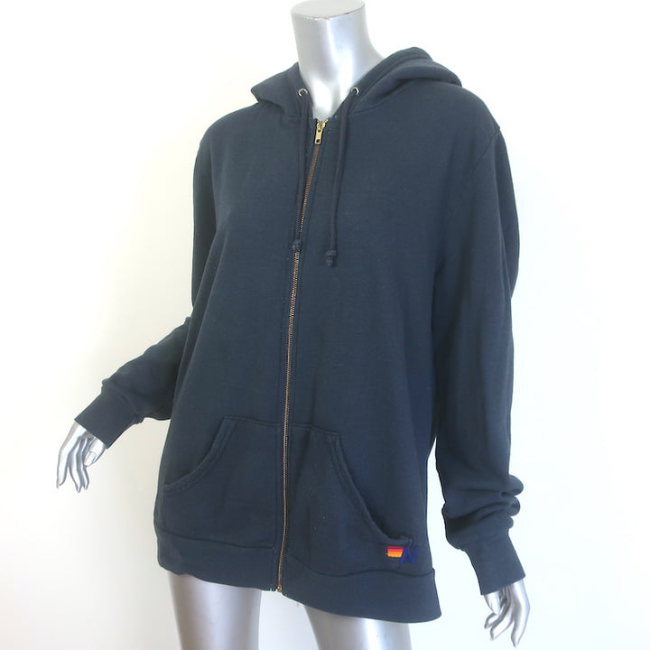 Aviator Nation Bolt Zip-Up Hoodie Sweatshirt Charcoal/Neon Pink Size Extra Large