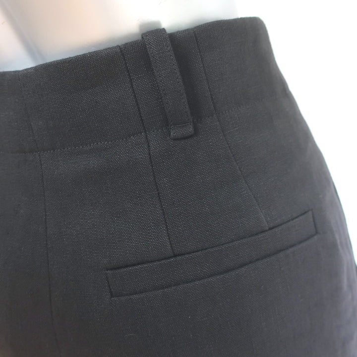 Chloe Linen Wide Leg High Rise Trousers Black Size 34