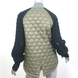 Veronica Beard Marjeti Quilted Bomber Jacket with Knit Sleeves Green Size Small