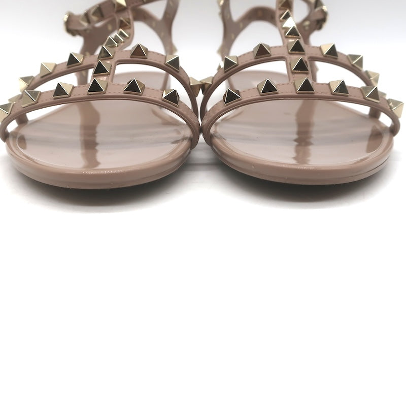 Valentino Rockstud Jelly Flat Gladiator Sandals Poudre Size 40