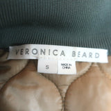 Veronica Beard Marjeti Quilted Bomber Jacket with Knit Sleeves Green Size Small
