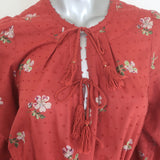 Ulla Johnson Clementine Tiered Midi Dress Red Floral Print Swiss Dot Size 8