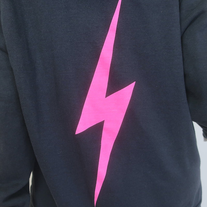 Aviator Nation Bolt Zip-Up Hoodie Sweatshirt Charcoal/Neon Pink Size Extra Large
