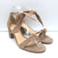 Alexandre Birman Clarita Bow Sandals Beige Suede Size 40 Ankle Strap Heels NEW