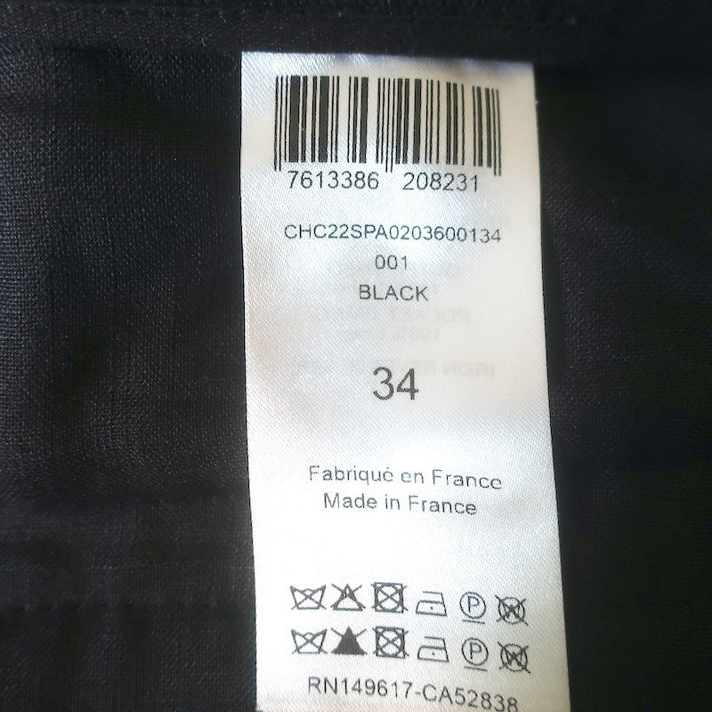 Chloe Linen Wide Leg High Rise Trousers Black Size 34