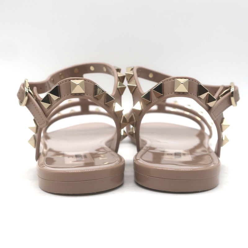 Valentino Rockstud Jelly Flat Gladiator Sandals Poudre Size 40