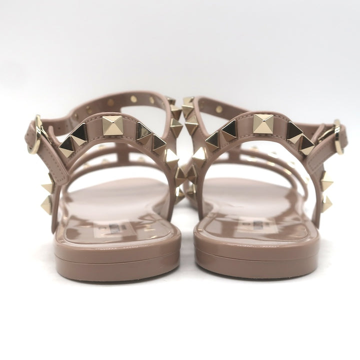 Valentino Rockstud Jelly Flat Gladiator Sandals Poudre Size 40